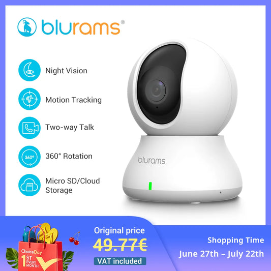 Indoor 3MP WiFi Pet Dome Camera — 360° Pan, Motion Detection, Dual Lens, 2.4GHz, Ceiling/Wall Mount