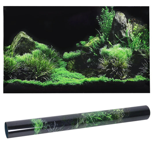 Aquarium Background PVC Sticker – Seafloor & Water Grass Fish Tank Decal, Multiple Sizes (61 x 30 - 122 x 46 cm | 24 x 11.8 - 48 x 18.1 in)