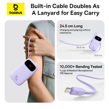 45W Power Bank – 10,000mAh & 20,000mAh Portable Charger with Built-in USB-C + Lightning Cables, USB-A Fast Charge