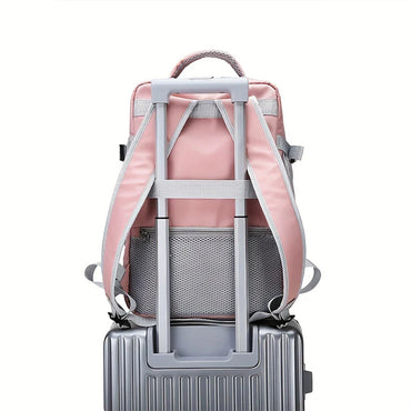 Spacious Travel Backpack – Multifunctional Carry-On with Luggage Strap, Casual Unisex Daypack