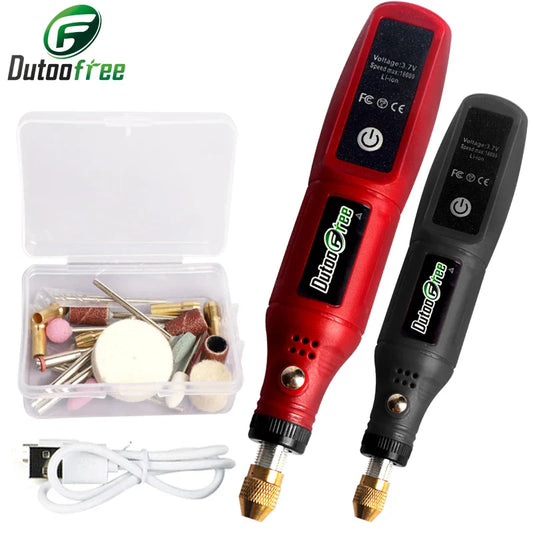 USB Cordless Mini Rotary Tool Kit, Wireless Engraving Pen Drill with 24-Piece Accessory Set for Jewelry Wood Metal Glass