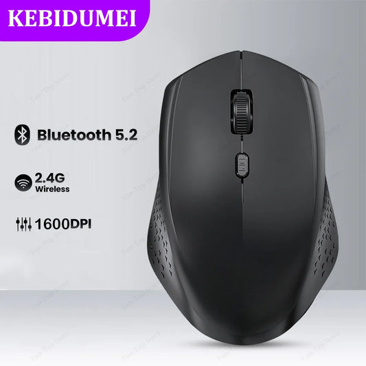 Bluetooth 5.2 + 2.4G Dual-Mode Wireless Mouse Rechargeable Silent 1600 DPI for Laptop Windows Mac Android