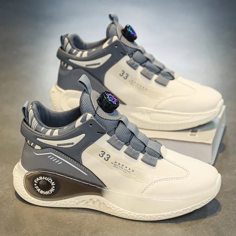 Men's Rotating Buckle Sneakers – Non-Slip Lace-Up Casual Outdoor Sports Shoes