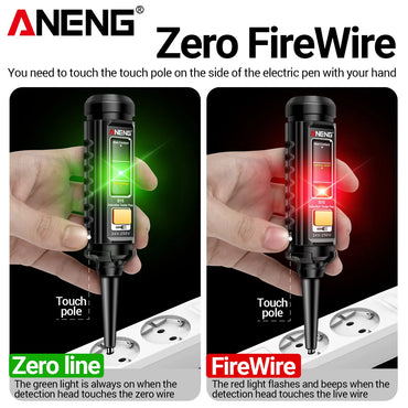 Non-Contact Voltage Test Pen with LED Flashlight – 24–250V AC/DC Induction Electrician Test Screwdriver