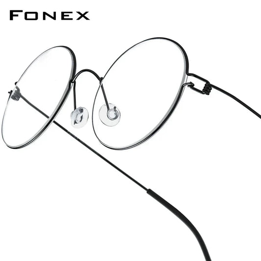 FONEX Screwless Round Eyeglasses – Titanium Alloy Frame for Men & Women