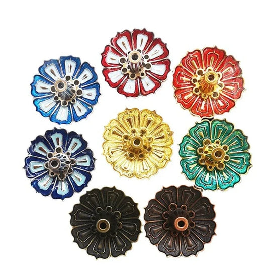 Lotus Alloy Incense Holder Small 1-Pack - Incense Burner for Sticks, Cones & Coils, Home Meditation Decor