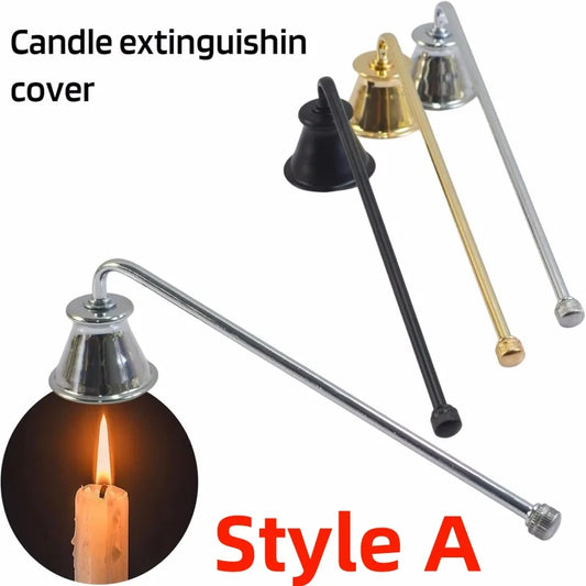 Bell-Shaped Metal Candle Snuffer — Gold Black Silver, 18 cm (7.1 in) Handle Vintage Candle Extinguisher for Home & Spa