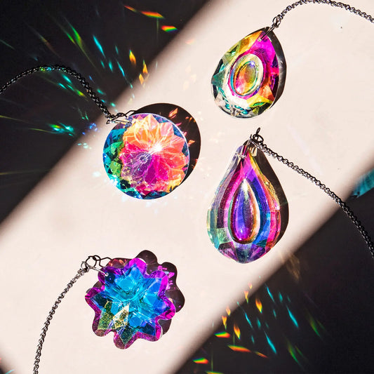 4pcs Clover-Shaped Round Crystal Pendant Crystal Rainbow Sun Catcher Wedding Decor Home Wedding Party Decoration Ornament
