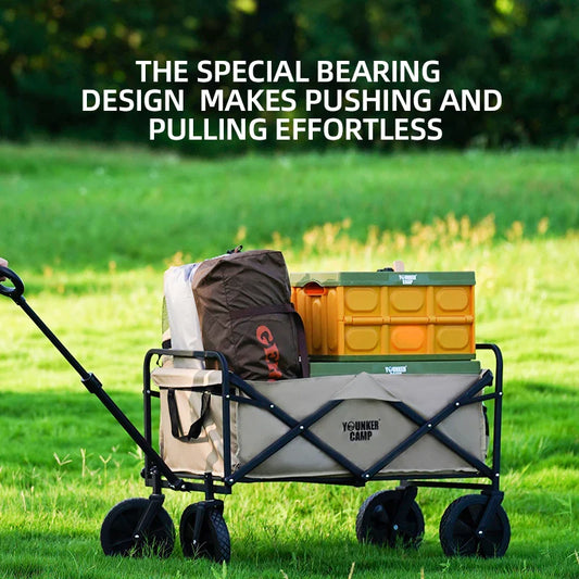 Collapsible Folding Utility Wagon – Heavy-Duty Large Capacity Portable Beach & Camping Trolley