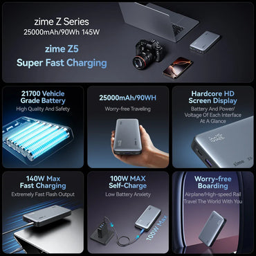 145W 25000mAh PD Fast Charging Power Bank for Laptops & Phones, 2 USB-C & 1 USB-A