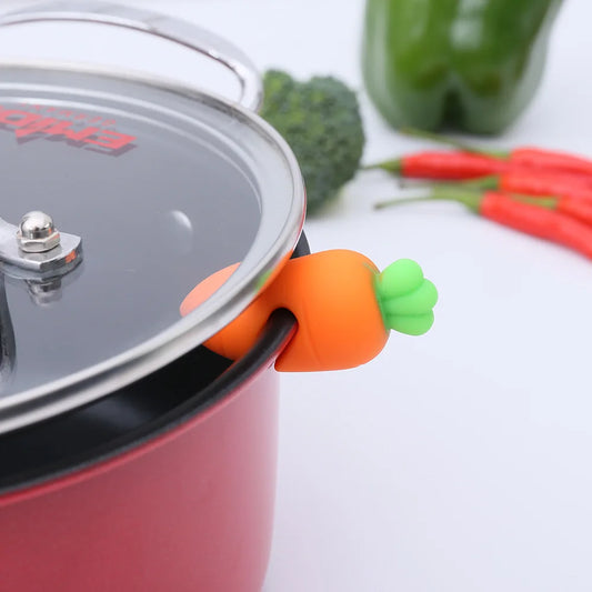 Silicone Pot Lid Clip - Carrot & Chicken Leg Anti-Overflow Lid Lifter Kitchen Gadget