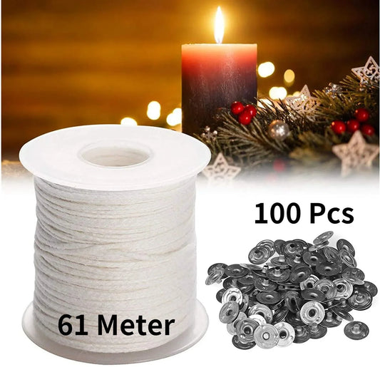 200ft (61m) 24-Ply Braided Cotton Candle Wick Roll – DIY Candle Wicks for Soy, Paraffin & Beeswax