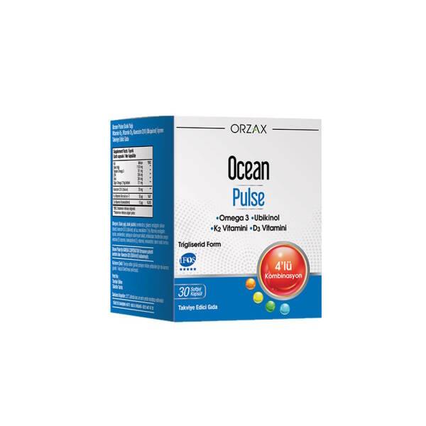 Ocean Pulse Omega-3, Vitamin D3, K2 & CoQ10 Supplement Softgels - Heart Health Support - 30 Count