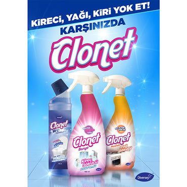 Diversey Clonet Toilet Cleaner - Effective & Powerful 25.36 fl oz Gel Toilet Bowl Cleaner with Hydrochloric Acid