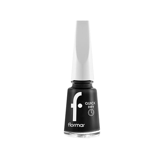 Flormar Quick Dry Nail Polish - 60-Second Drying, Highly Pigmented, Long-Lasting Nail Color - Black Minimalism