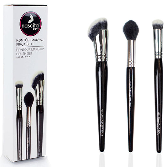 Nascita Pro 3-Piece Makeup Brush Set for Contouring & Makeup Application - Professional Tools for Beauty Enthusiasts