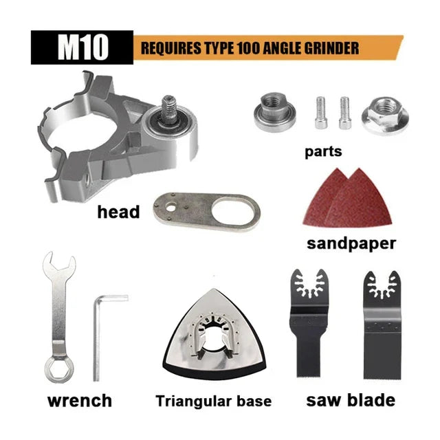 Angle Grinder to Oscillating Tool Adapter Kit M10/M14 - Fits 4 in / 4.5 in / 5 in (100/115/125 mm)