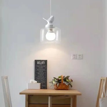 Birds Glass Pendant Lights For Dining Room Kitchen Bedroom Homestay Suspension Hanging Lamp E27 LED Christmas Gift Drop Shipping