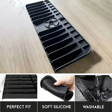 Silicone Sink Mat Sponge Holder – Wall-Mounted Dish Soap & Drain Pad Splash Guard Drying Mat 37 x 14 x 1.5 cm (14.6 x 5.5 x 0.6 in)