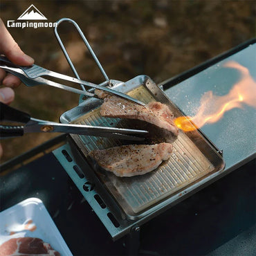 Portable Thickened Stainless Steel Camping Frying Pan with Deepened Detachable Handle — 8.3 x 5.5 x 2.4 in (21 x 14 x 6 cm)