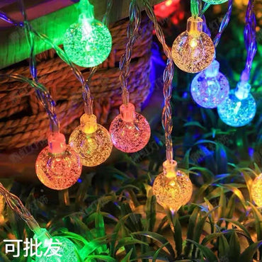 Battery Operated LED Crystal Ball String Lights – 10/20/40/80 LED, 1–10 m (3–33 ft) Fairy Garland for Holiday, Christmas & Home Decor