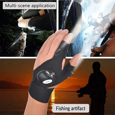 LED Fingerless Gloves for Fishing & Cycling – Light-Up Gloves with Built-In LED Lights for Night Outdoor Safety