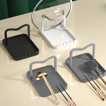 1-3 Pack Foldable Spatula & Pot Lid Holder - Multifunctional Upright Kitchen Draining Rack Wave Anti-Slip Organizer
