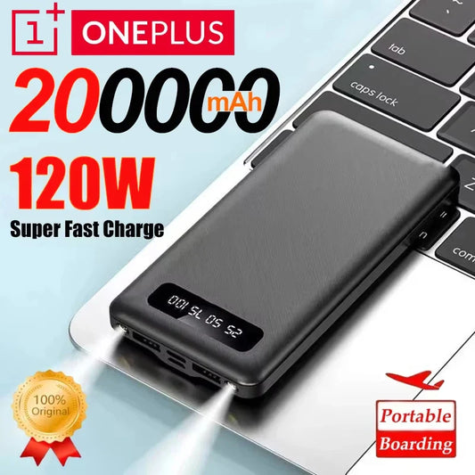 200000mAh 120W Portable Power Bank with LED Digital Display, Fast Charging USB-C External Battery for Smartphones & Tablets