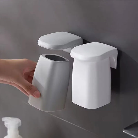 Magnetic Wall-Mounted Toothbrush Cup Holder Minimalist Japanese Style ABS Bathroom Storage 1-4 Pack