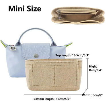 Bag Organizer for Longchamp Small Tote Bag Timid Bags Storage & Finishing Inner Liner Handbags Insert Organizer Fit Mini Size