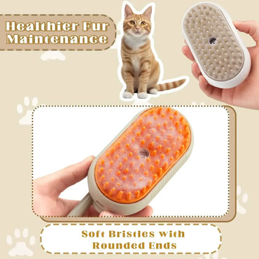 Steam Pet Grooming Brush 3-in-1 Spray Massage USB Rechargeable Hair Removal Comb for Cats & Dogs