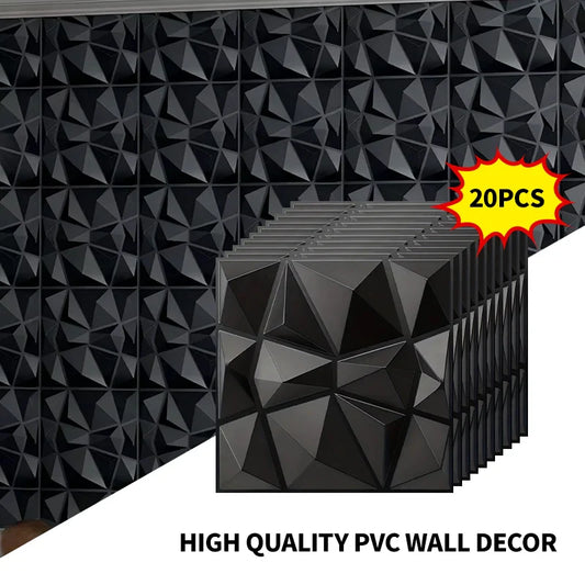 20PCS 3D Wall Panels 30x30cm Indoor Wall Decoration for Living Room Bedroom Hotel Office Mural Tile-Panel-Mold 3D Wall Sticker