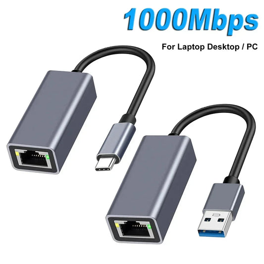 USB-C Gigabit Ethernet Adapter (USB 3.0) RJ45 Network Adapter - Plug & Play for MacBook, Windows, Linux, iPad, Android