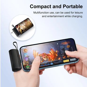 Mini 4500mAh Portable Power Bank - Dual USB-C Ports & 10W Wireless Charger for iPhone & Android