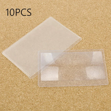 3X Fresnel Credit Card Magnifier - Transparent Wallet Size Reading Lens (Multi-Pack)