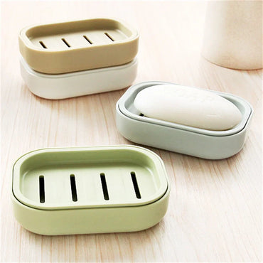Double Layer Drain Soap Dish Portable Plastic Soap Holder for Bathroom & Travel (4.13 x 2.95 x 0.79 in / 10.5 x 7.5 x 2 cm)