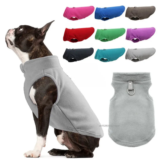 Winter Fleece Pet Jacket Vest with D-Ring – Warm Dog & Cat Coat for Small Breeds (Chihuahua, French Bulldog)