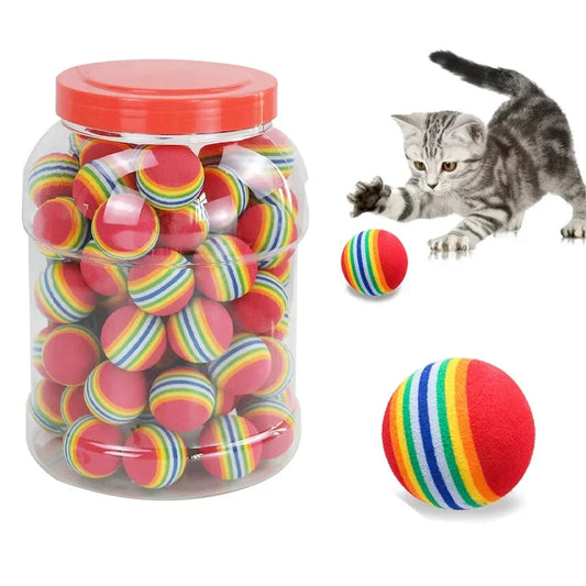 Rainbow Cat & Dog Toy Balls — 5-Pack/10-Pack Interactive Chew, Rattle & Scratch Training Toys