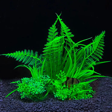 Artificial Aquarium Plants – Plastic Underwater Green Shrubs with Resin Base, Fish Tank Decoration