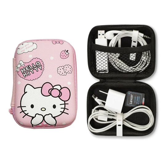 Kawaii Cartoon Cat Cable Organizer Pouch Travel Charger & Jewelry Storage Bag
