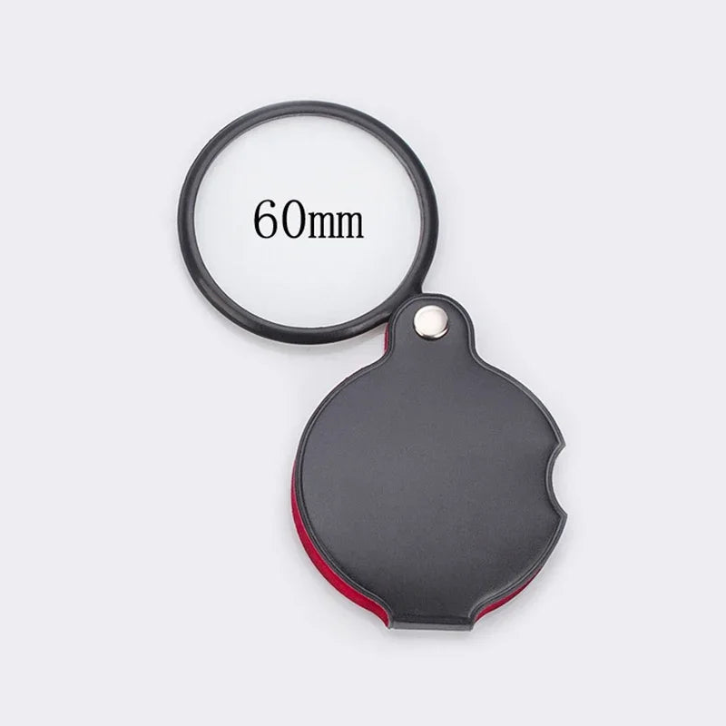 Folding Pocket Magnifier 6X/8X 50mm/60mm Leather Case Portable Handheld Loupe for Reading & Jewelry