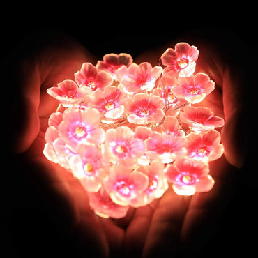 30 LED Pink Cherry Blossom Fairy String Lights Battery-Powered Flower Garland for Home, Bedroom & Christmas