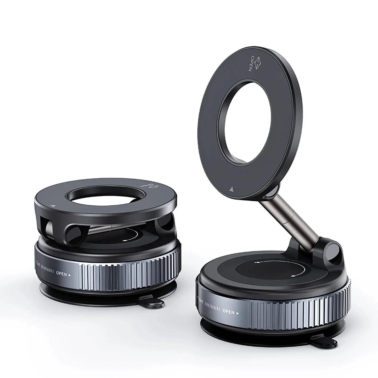 Car Phone Magnetic Stand Mechanical Vacuum Suction Cup Rotate 360° Magnetic Adsorption Bracket Navigation Universal Holder