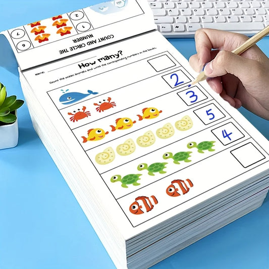 Interactive Math Workbook for Preschool & 1st Grade - Counting, Addition & Subtraction Within 10, Number Relationships, Visual Learning Activities for Home and Classroom