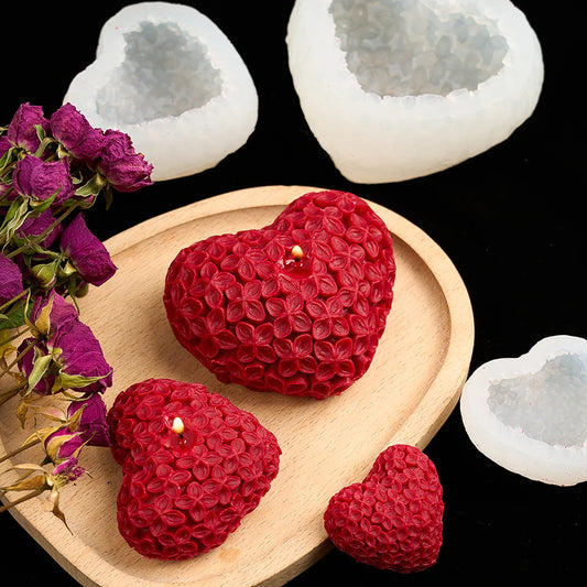 3D Love Flower Silicone Mold – Heart Candle, Soap, Resin & Chocolate DIY Kit for Valentine's Day