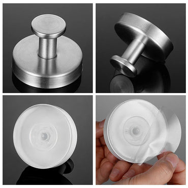 Reusable Stainless Steel Suction Cup Hook Punch-Free Waterproof Wall Mount for Kitchen and Bathroom Towel & Clothes Hanger