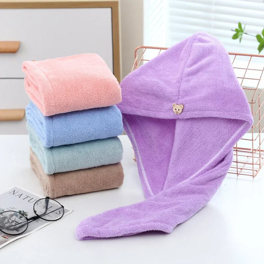 Quick-Dry Coral Velvet Hair Towel Turban – Super Absorbent Soft Hair Wrap for Women