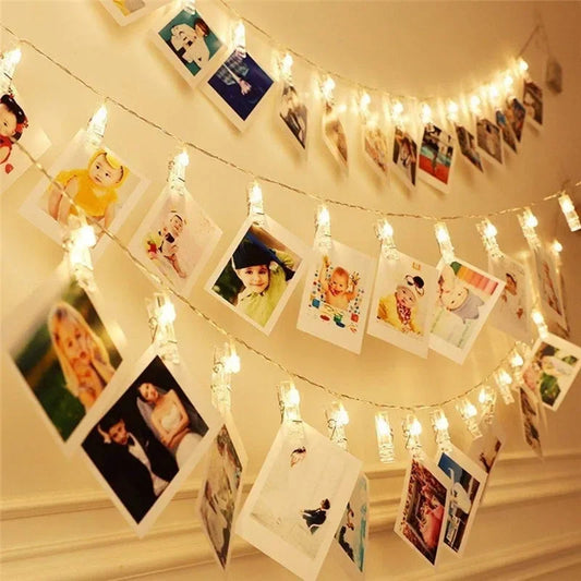 3M (9.8 ft) 20-LED Photo Clip Fairy String Lights - Battery-Operated Card Holder Garland for Christmas & Weddings