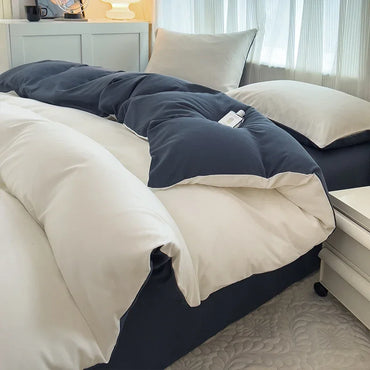 Reversible Brushed Microfiber 4-Piece Bedding Set – Duvet Cover, Sheet & 2 Pillowcases – Sizes 150×200 to 220×240 cm (59×79 in to 87×94 in)