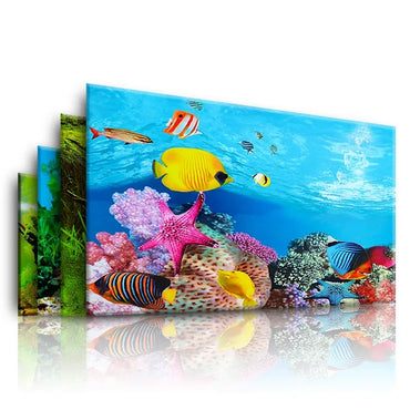 3D Double-Sided Waterproof Aquarium Background Sticker - Fish Tank Ocean Plant Aquascape Poster